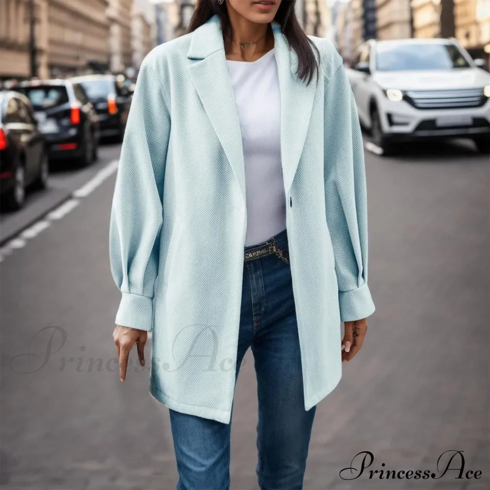 Button Down Fashion Dressy Long Sleeve Pockets Tops Mid Length Chic Stylish Elegant Fashionable