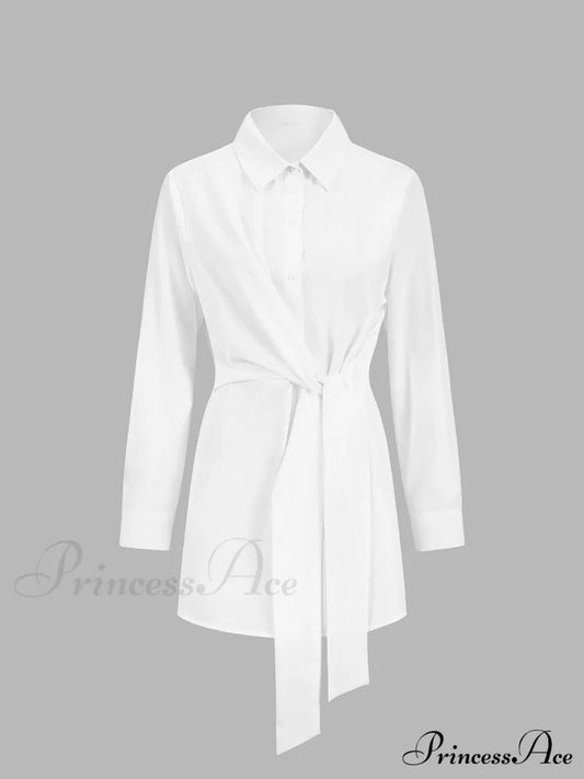 Button Down Graceful Tied Long Shirt Shirts