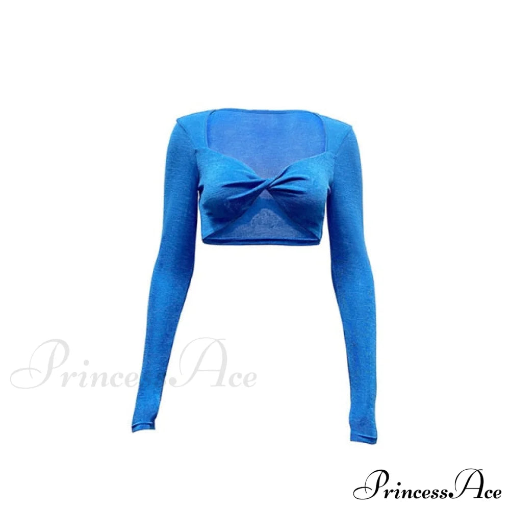 Button Up Elastic Waist Tops Blue 1 / S