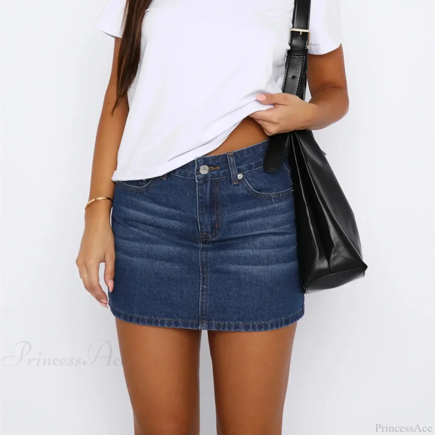 Button Up Slim Fit Denim Skirt black / S skirts-250223
