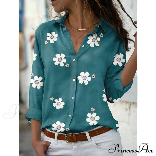 Women's Floral Button Themed Shirt Top Green __stock:200 clothes refund_fee:1200 tops