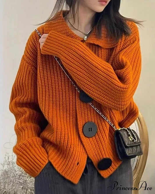 Big button knitted cardigan Orange 2023 f/w 23BF cardigans clothes Sweaters sweaters & cardigans Tops/Blouses