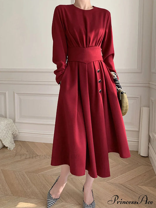 Buttoned Lace Graceful Trim Tank Top Burgundy / S Midi Dresses