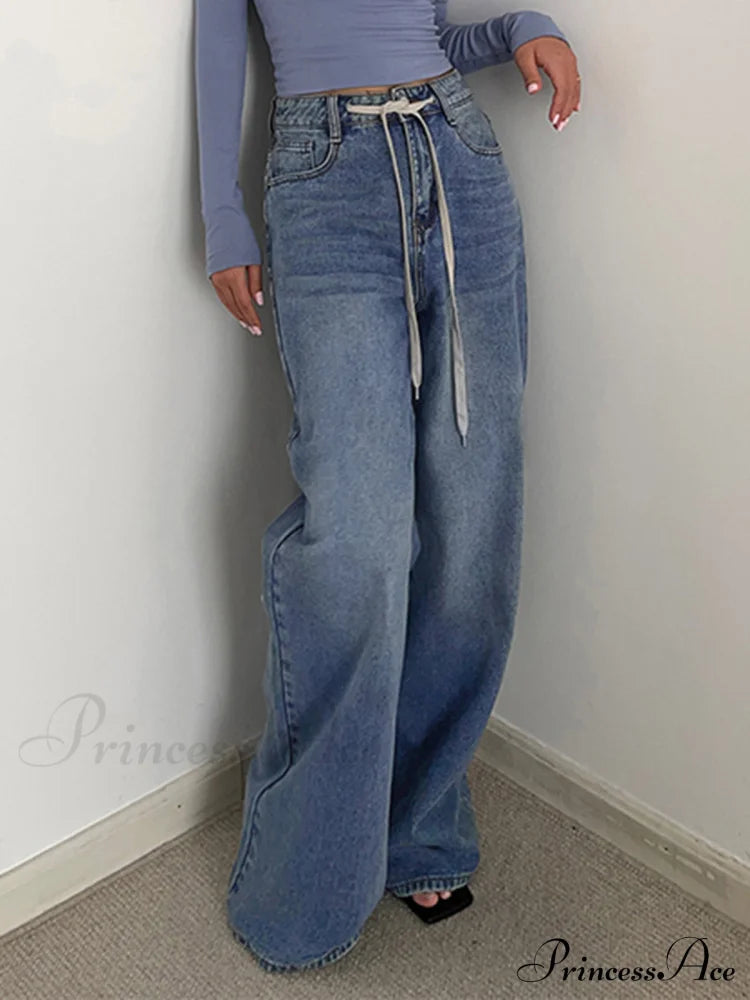 Buttoned Tied Graceful Denim Boyfriend Jeans