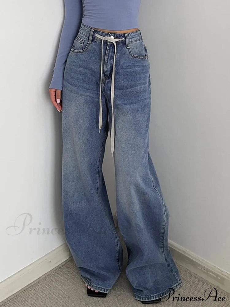 Buttoned Tied Graceful Denim Boyfriend Jeans