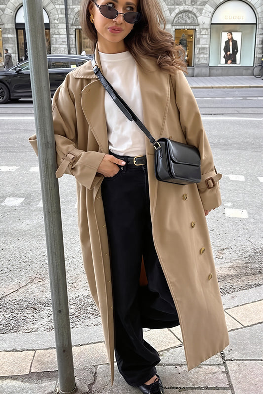 Classic Double Breasted Long Trench Coat