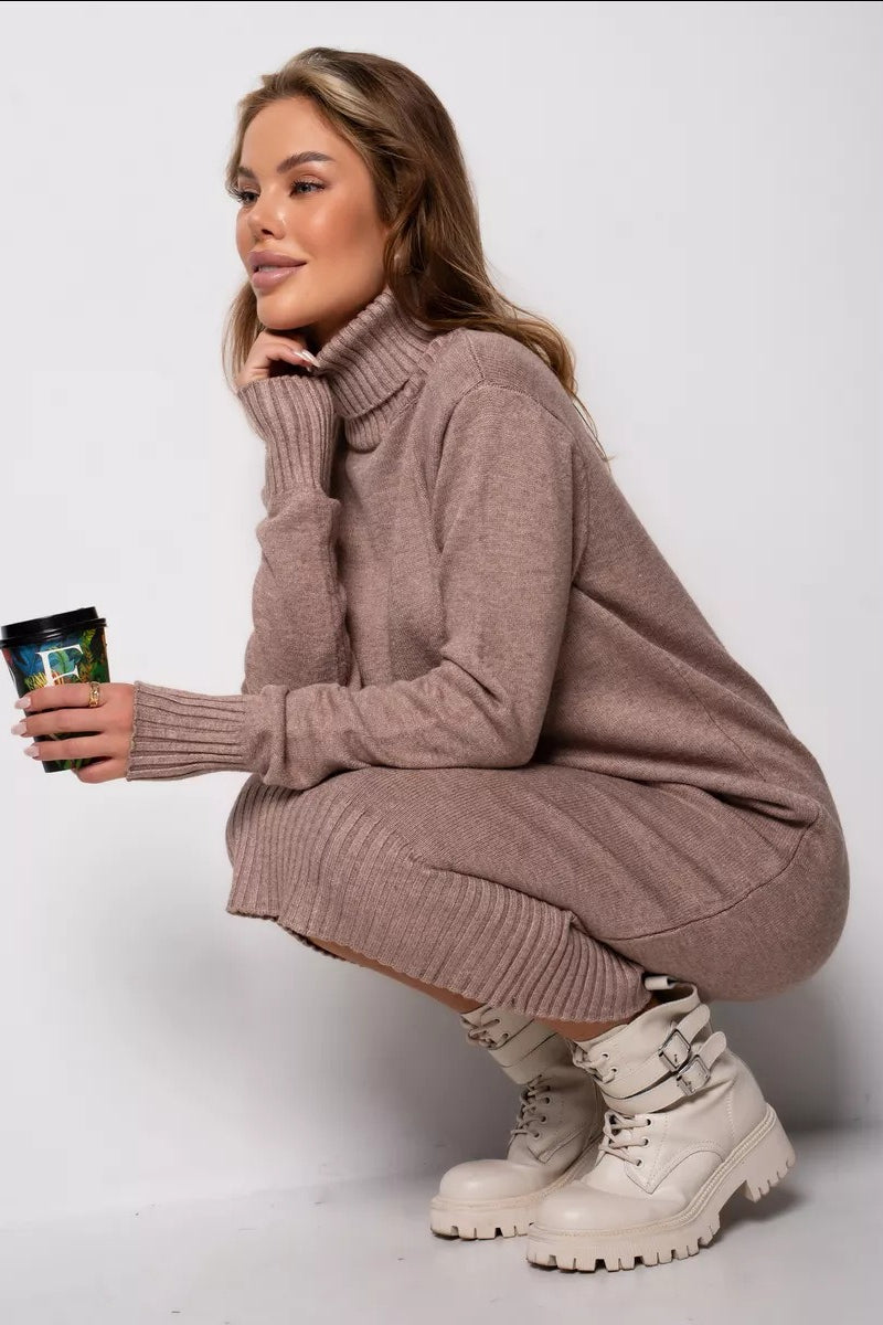 Loose Turtleneck Sweater Dress