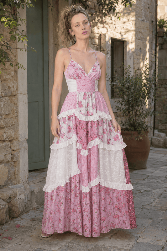 Vacation Floral Cami Lace Maxi Dress
