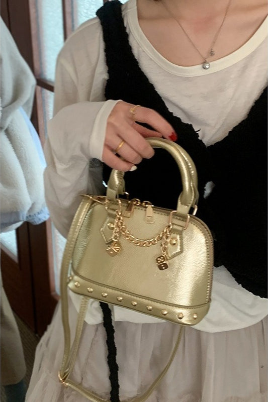 Stylish Metal Charm Sophisticated Top Handle Crossbody Bag