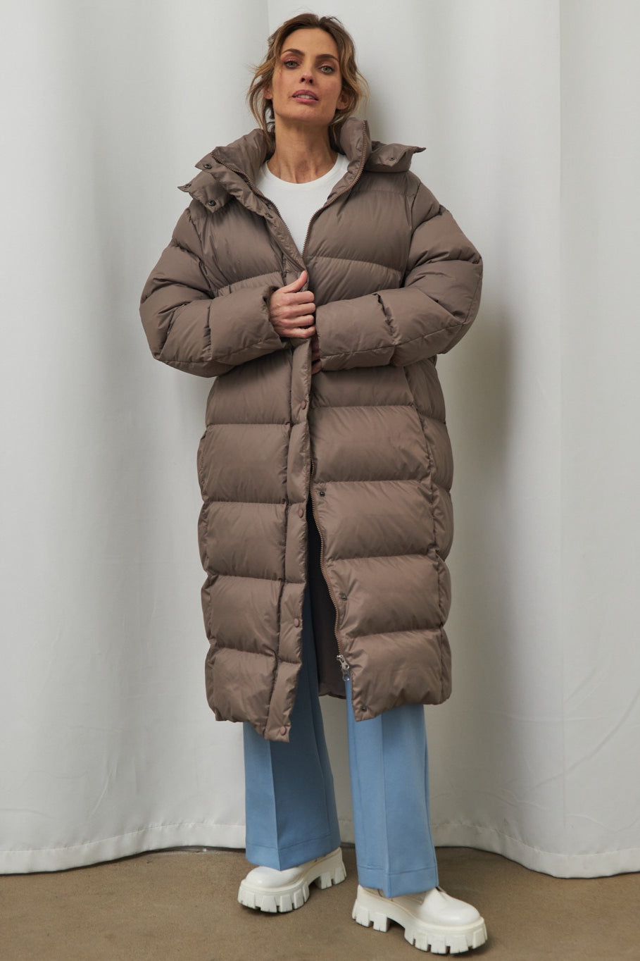Extra Long Hooded Puffer Jacket