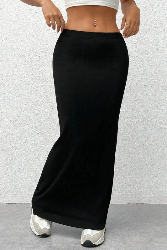 Solid Bodycon Maxi Skirt