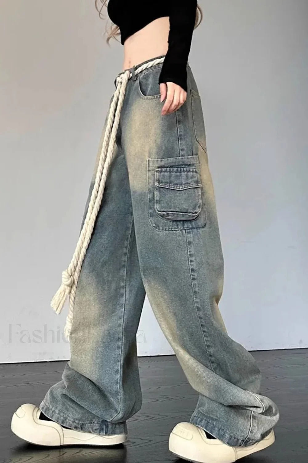 Wide Leg Patchwork Heart Jeans