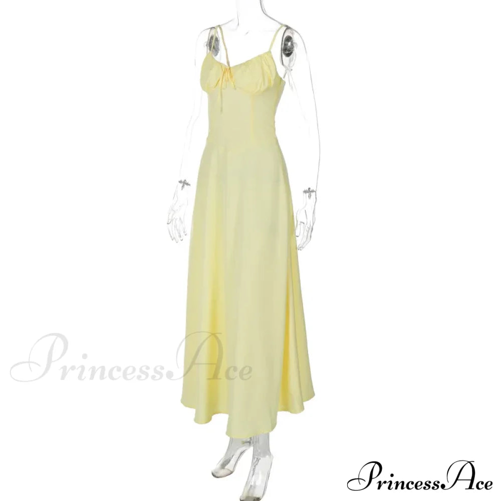 Cami Tie Up Charming Solid Maxi Dress Long