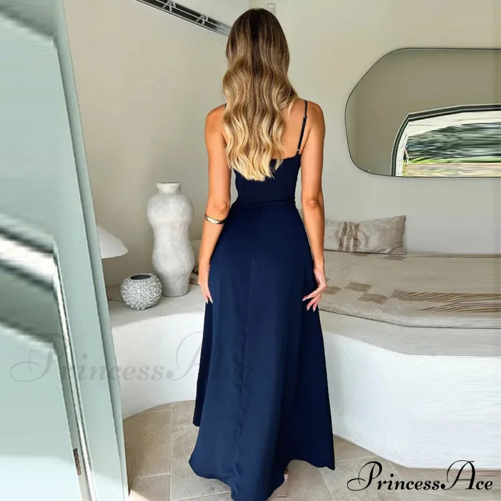 Cami Tie Up Charming Solid Maxi Dress Long