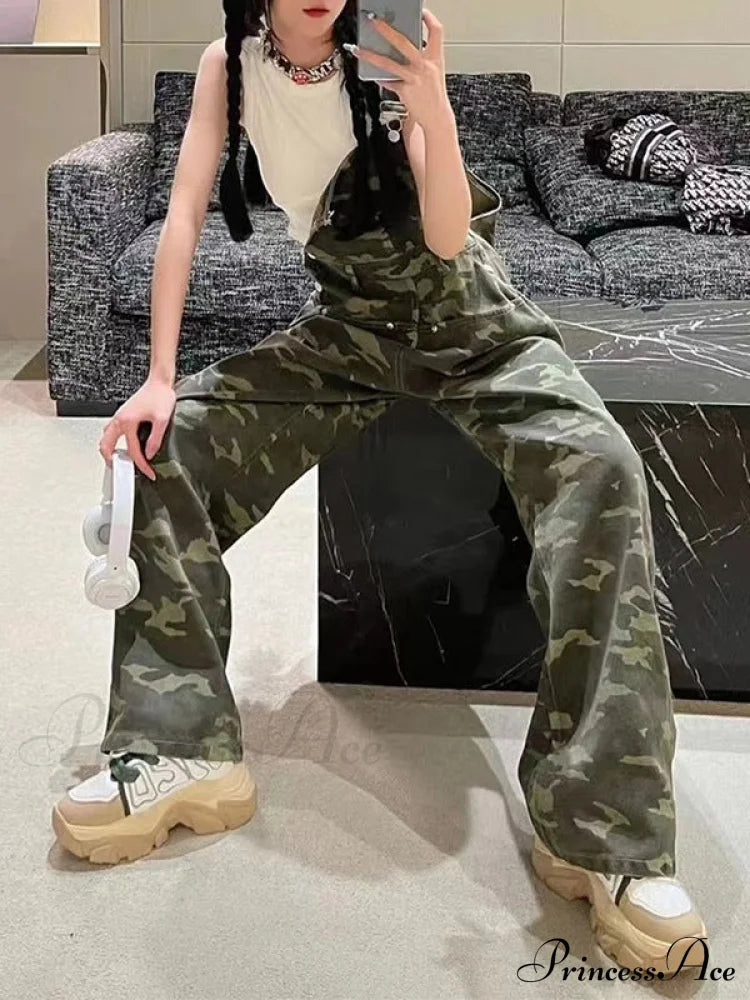 Camo Charming Oversize Overalls Overall