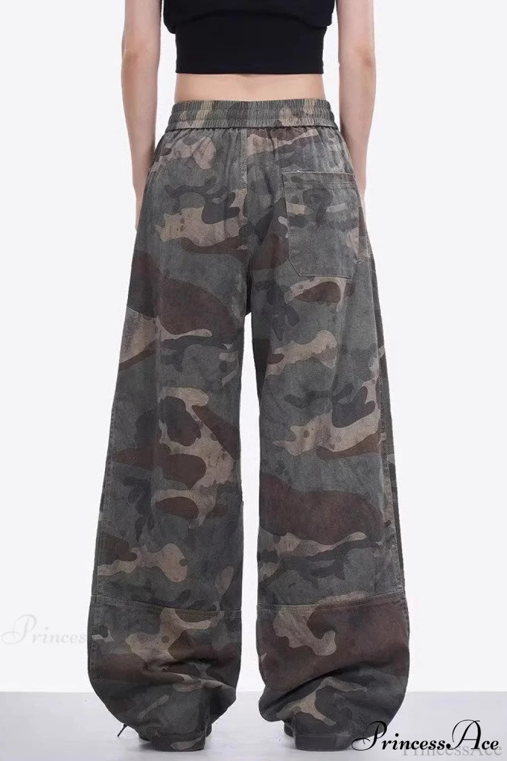 Camo High Waist Wide Leg Cargo Pants
