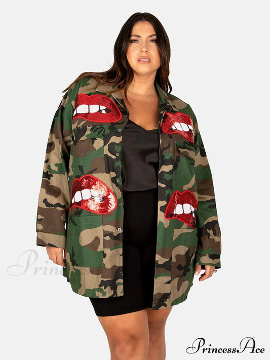 Camo Ripped Graceful Tassels Flared Jeans / M Coats-L