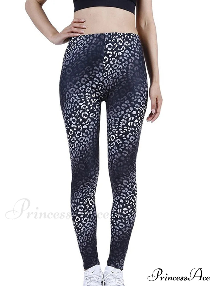 Camouflage Graffiti Style Slim Stretch Trouser Black White Leopard / S