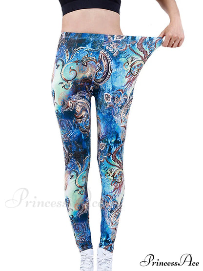 Camouflage Graffiti Style Slim Stretch Trouser Blue Graffiti / S