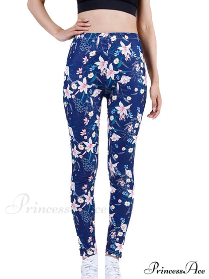 Camouflage Graffiti Style Slim Stretch Trouser Navy Lily / S