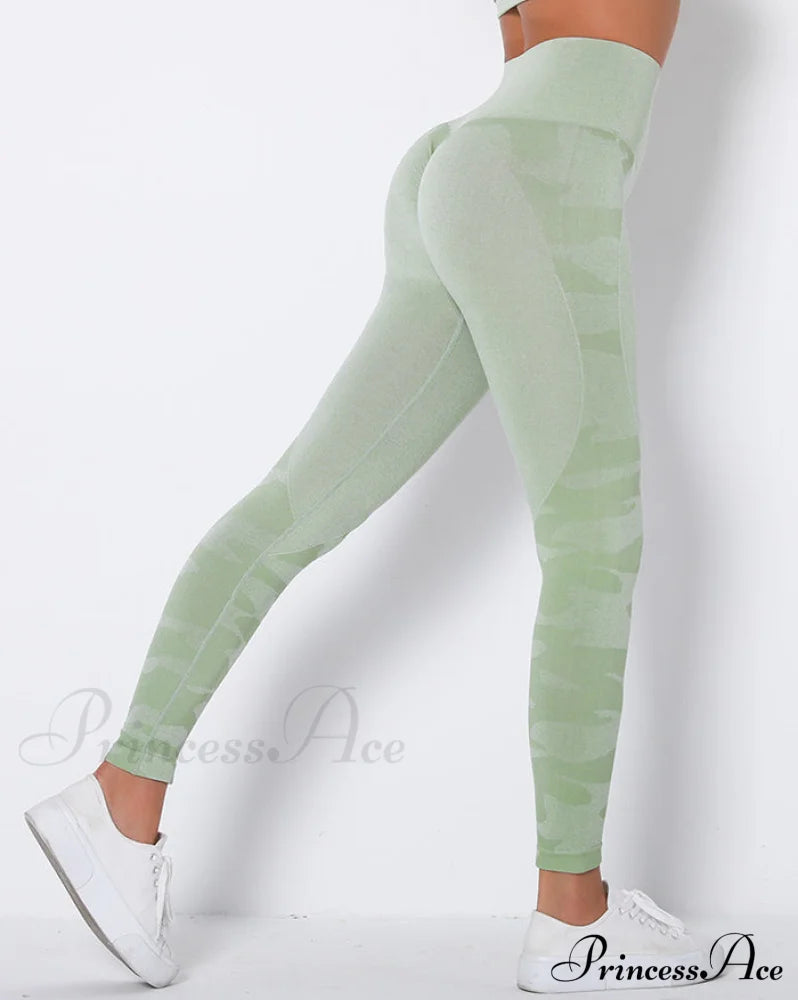 Camouflage Mesh Graceful Patchwork Irregular Skirt Biscay Green / S Active Leggings