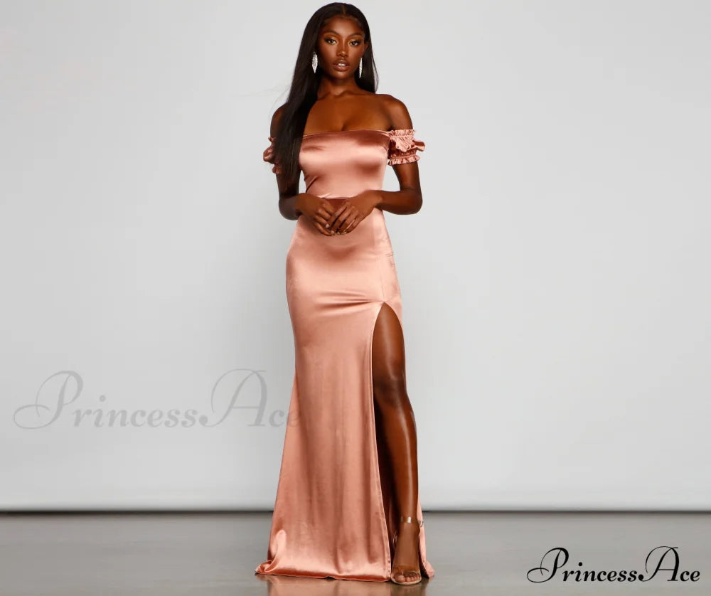 Capri Formal High Charming Slit Satin Dress S.o. Long Dresses