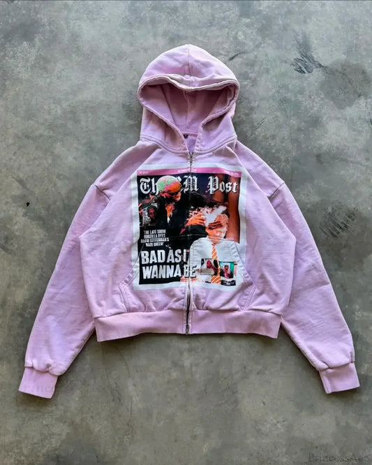Cardigan Hooded Hoodie Pink / S