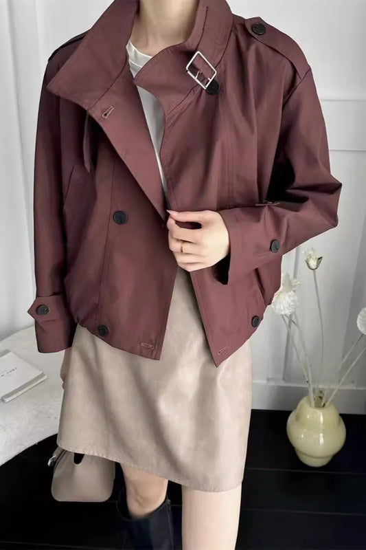 Cargo Cropped Casual Loose Jacket Angora red / M