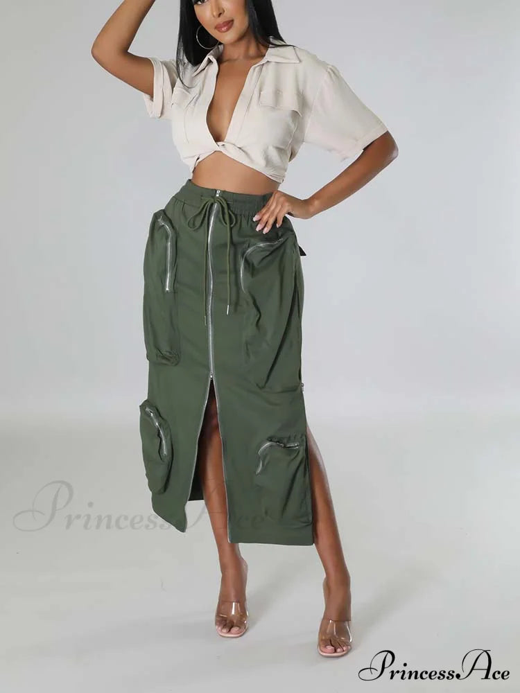 Cargo Pocket Graceful Micro Mini Skirt Skirts