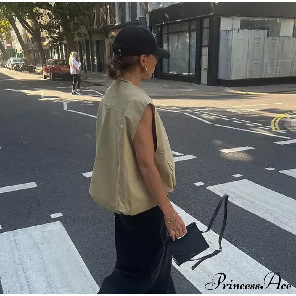 Cargo Pocket Stylish Drawstring Waistcoat