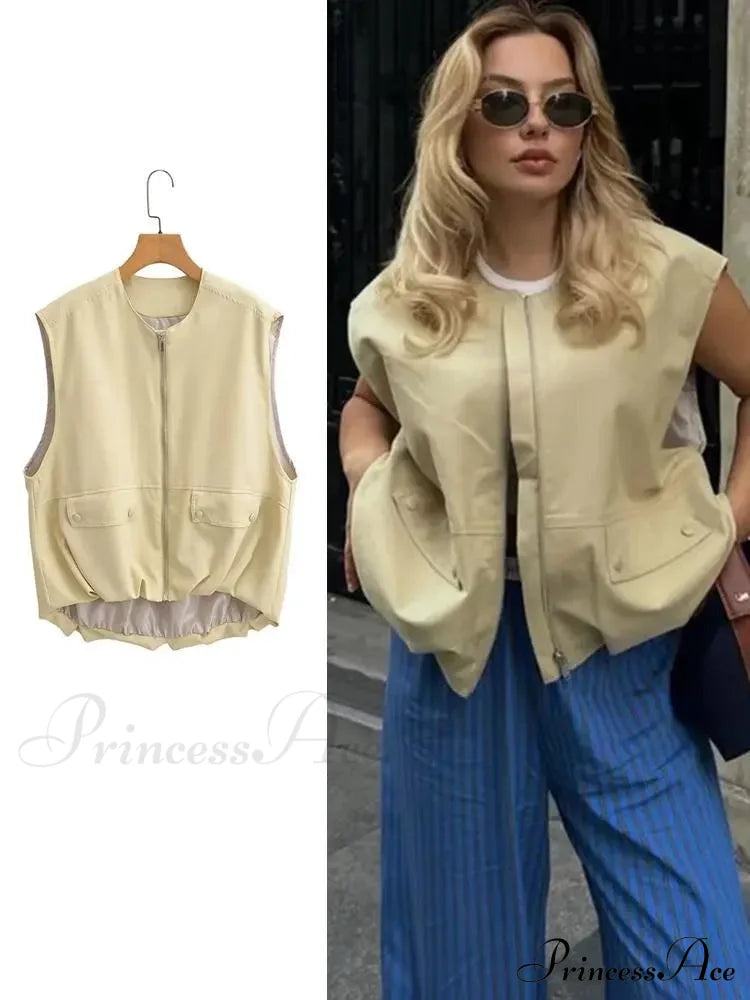 Cargo Pocket Stylish Drawstring Waistcoat