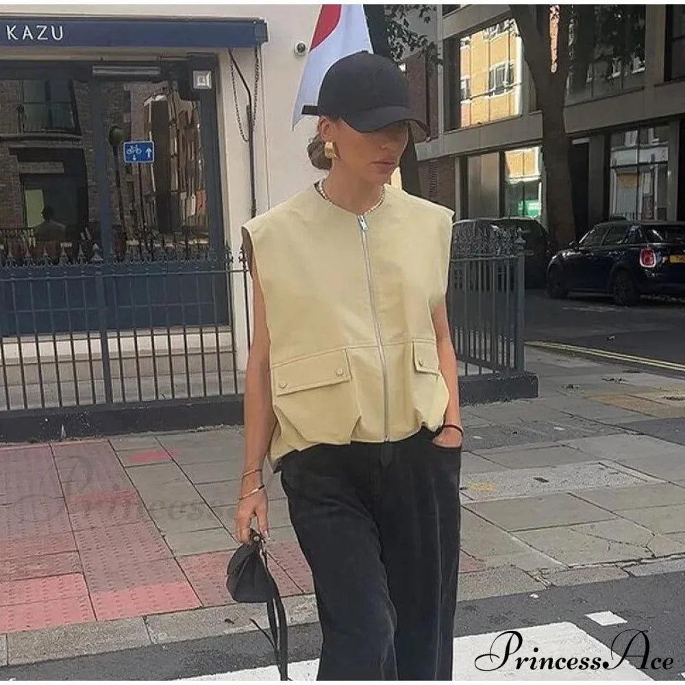 Cargo Pocket Stylish Drawstring Waistcoat