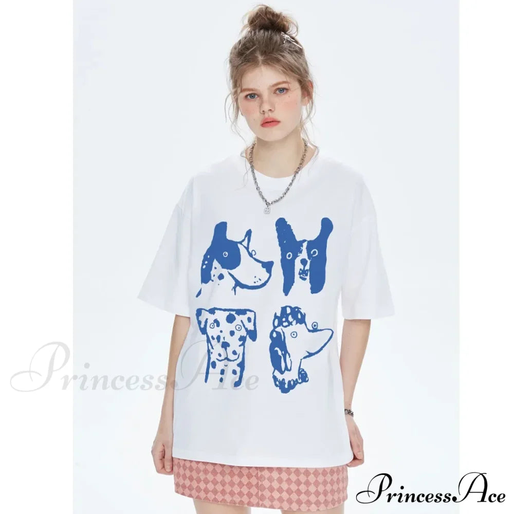 Cartoon Dog Stylish Graphic Top Cotton Tees