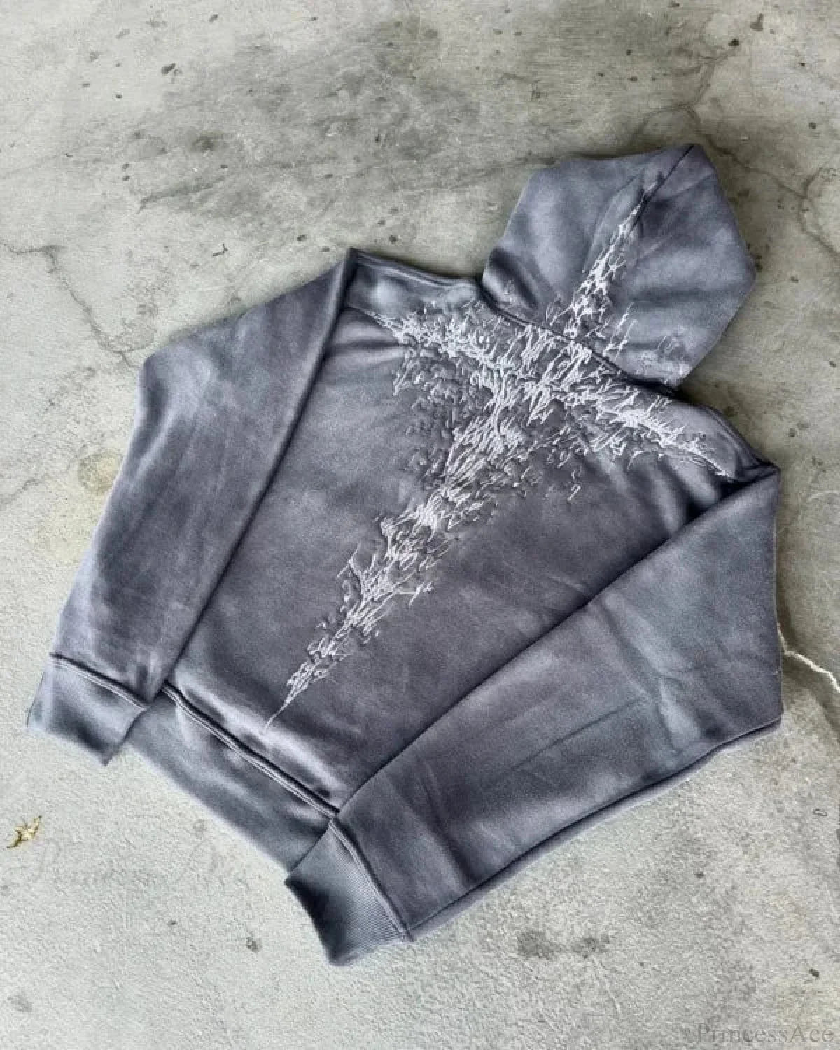 Cartoon Patch Embroidery Fashion Hoodie grey / M