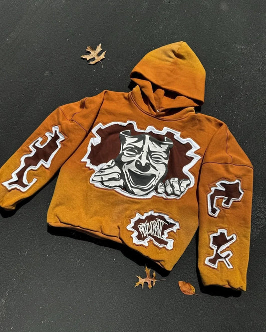 Cartoon Patch Embroidery Fashion Hoodie orange / M