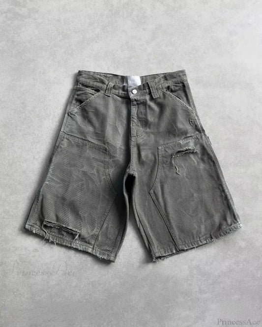 Cartoon Patchwork Denim Short black / S