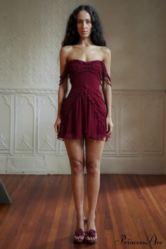 Cascading Elegant Mini Dress Party Dresses-L