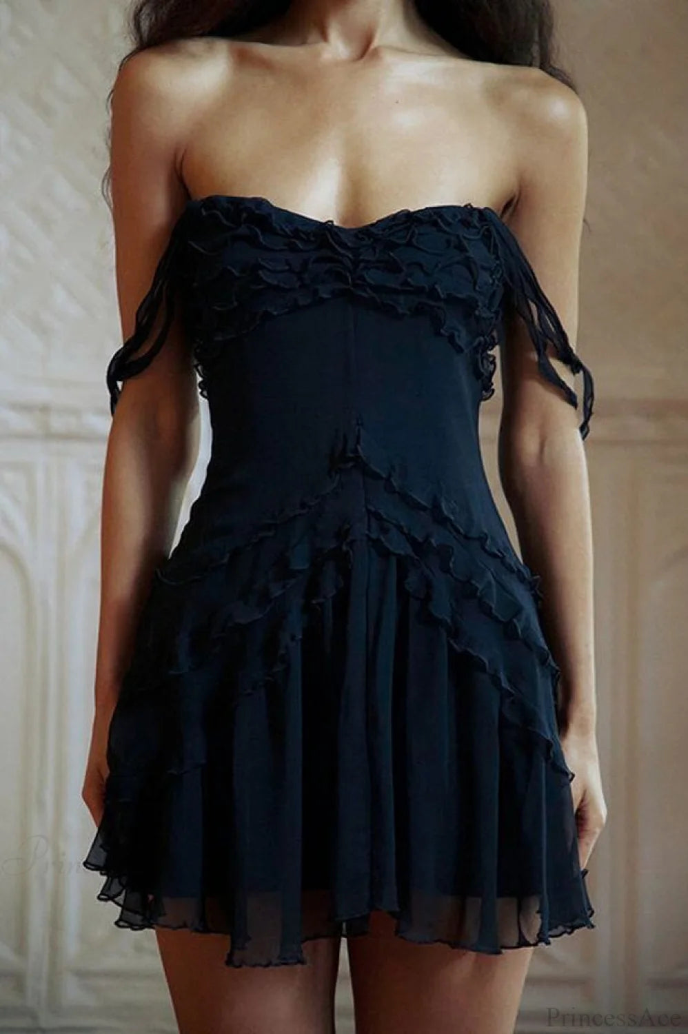 Cascading Elegant Mini Dress Party Dresses-L