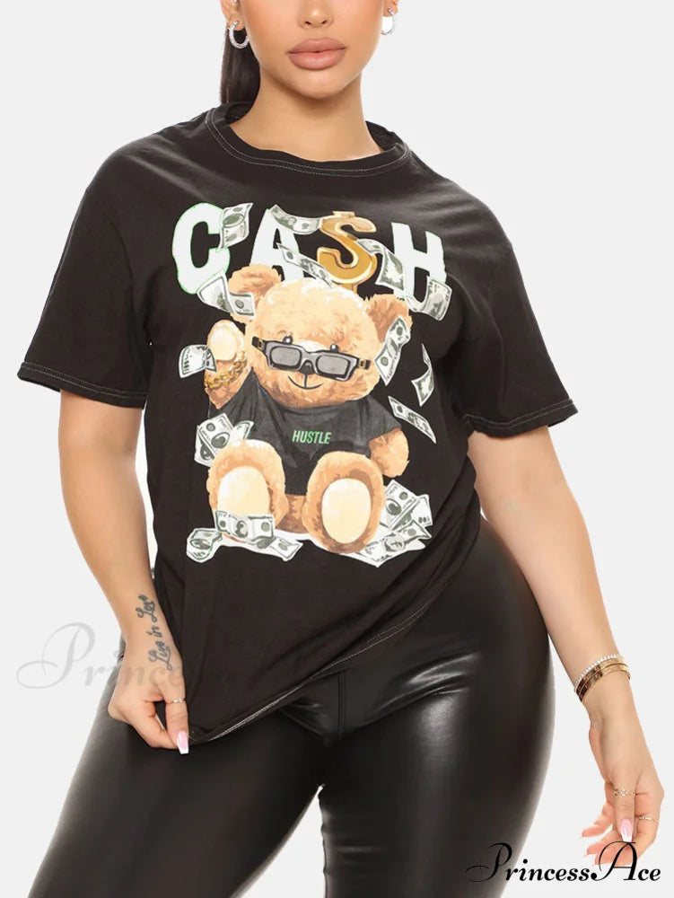 Cash Rolls Graceful Short Sleeve Tops Black / S Shirts &