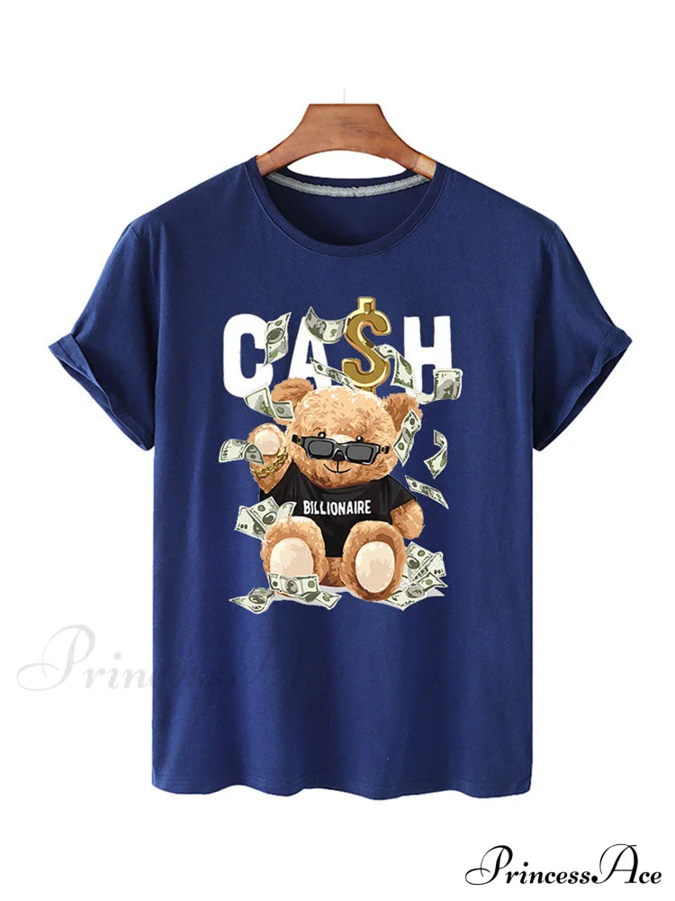 Cash Rolls Graceful Short Sleeve Tops Blue / S Shirts &