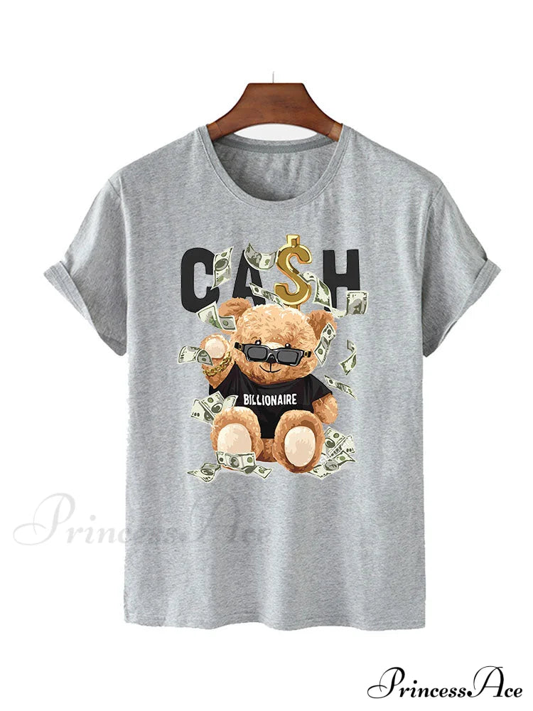 Cash Rolls Graceful Short Sleeve Tops Gray / S Shirts &