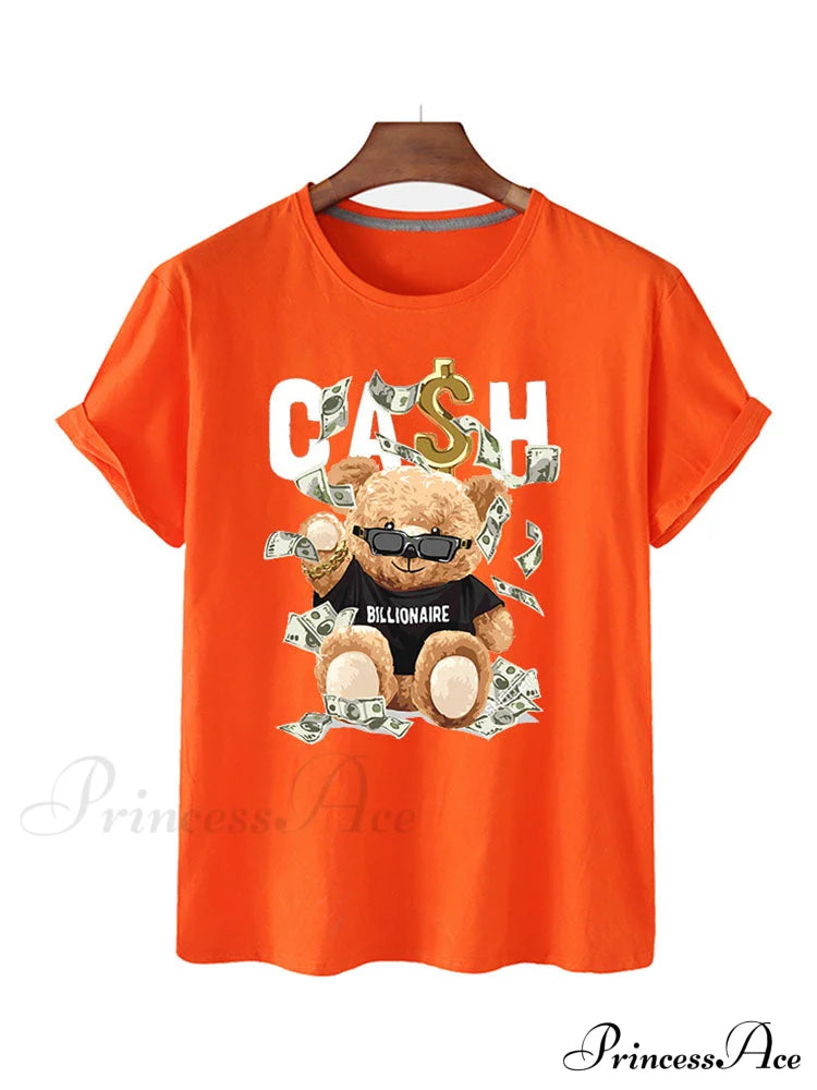 Cash Rolls Graceful Short Sleeve Tops Orange / S Shirts &