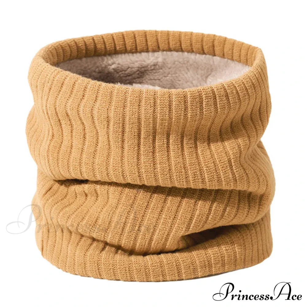 Cashmere Knit Ring Wool Neck Warmer Scarf For Women Camle Scarfs-L