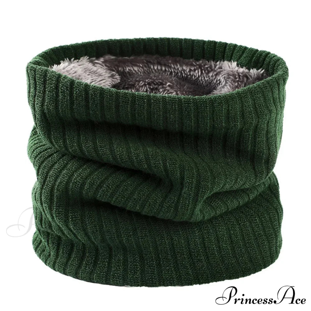 Cashmere Knit Ring Wool Neck Warmer Scarf For Women Green Scarfs-L