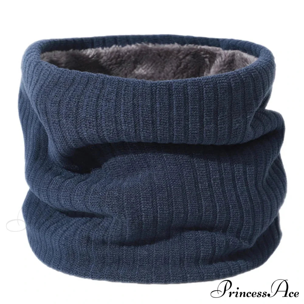 Cashmere Knit Ring Wool Neck Warmer Scarf For Women Grey Blue Scarfs-L