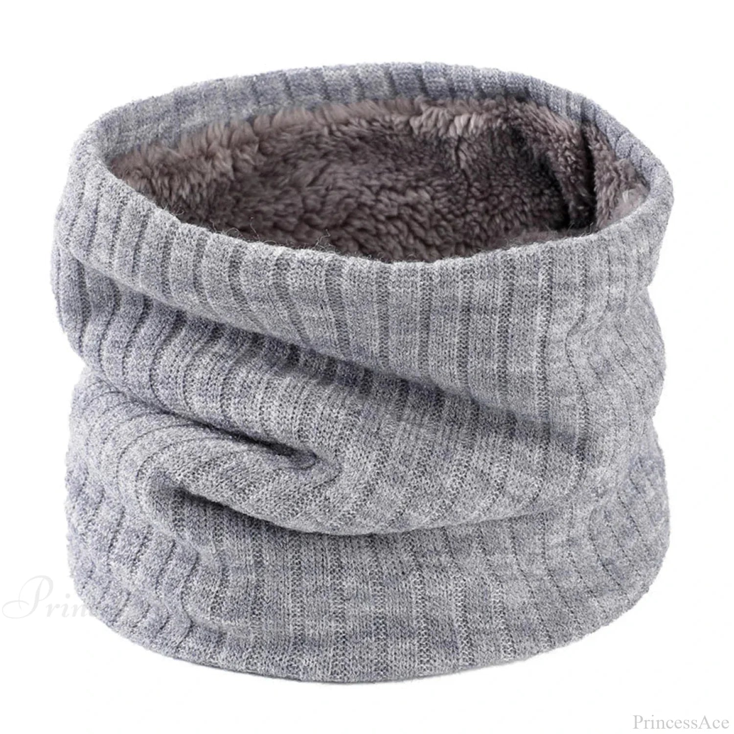 Cashmere Knit Ring Wool Neck Warmer Scarf For Women Grey Scarfs-L