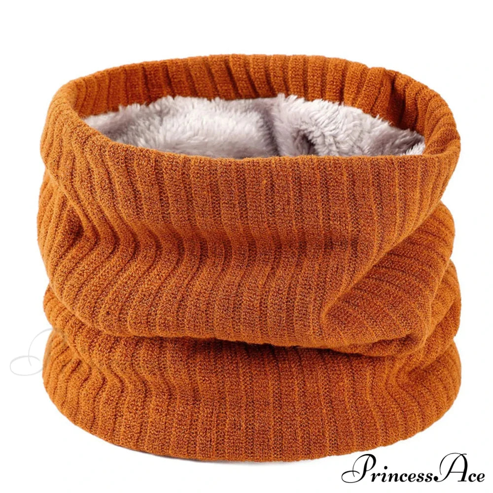 Cashmere Knit Ring Wool Neck Warmer Scarf For Women Orange Scarfs-L