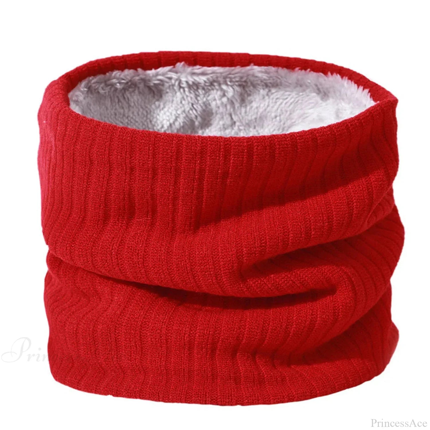 Cashmere Knit Ring Wool Neck Warmer Scarf For Women Red Scarfs-L