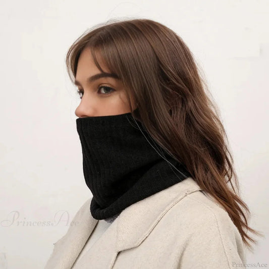 Cashmere Knit Ring Wool Neck Warmer Scarf For Women Scarfs-L