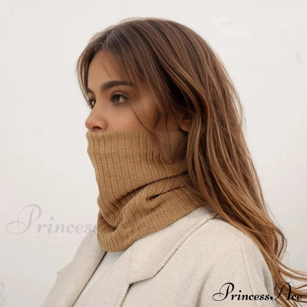 Cashmere Knit Ring Wool Neck Warmer Scarf For Women Scarfs-L